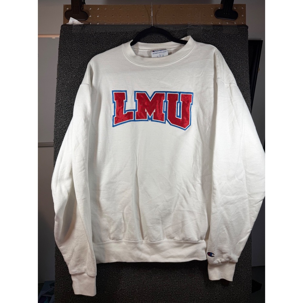 Champion Sweatshirt Mens Large White LMU Loyola Marymount University Crewneck